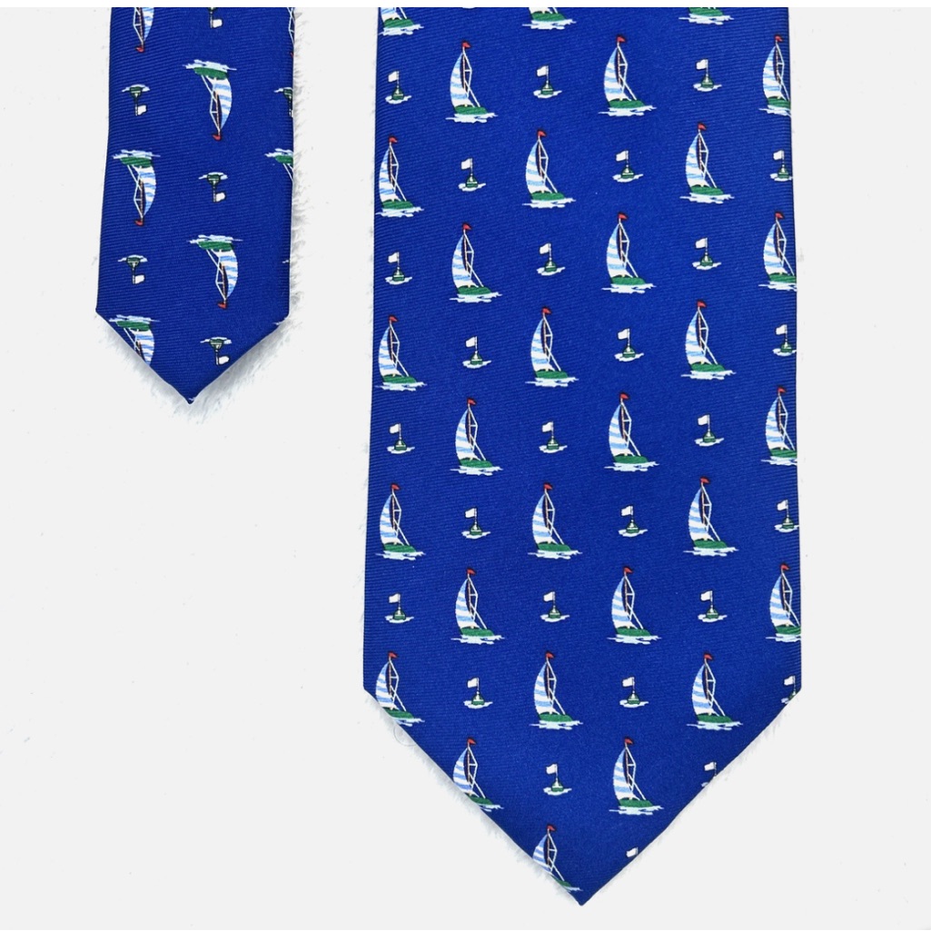 Jos A Bank Blue And Green Nautical Silk Tie